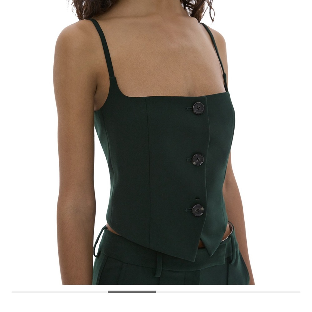 Helmut Lang Dark Green Buttoned Top
